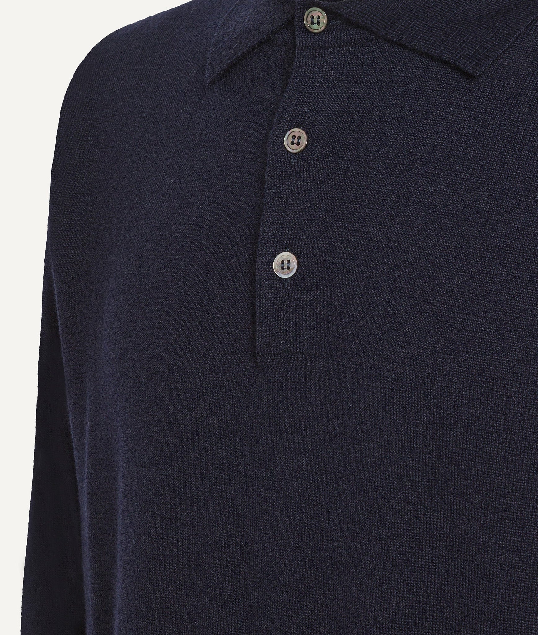 Long Sleeve Polo in Extrafine Merino Wool