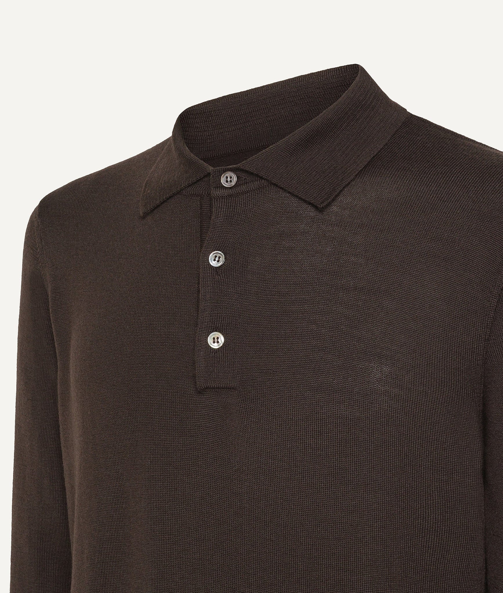 Long Sleeve Polo in Extrafine Merino Wool