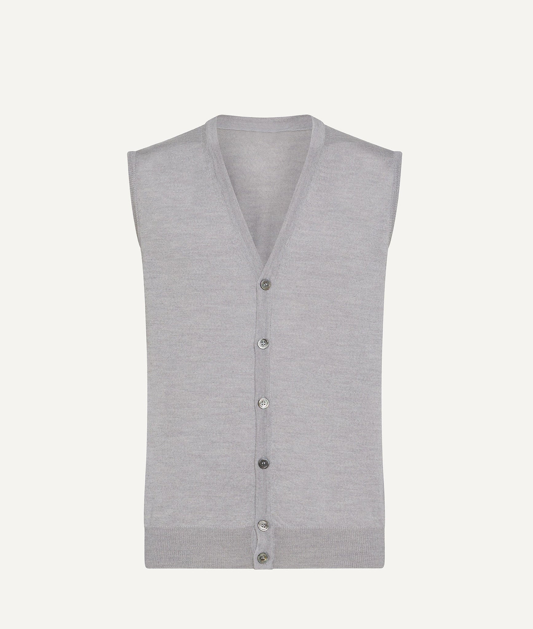 Sleeveless Cardigan in Extrafine Merino Wool