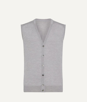 Sleeveless Cardigan in Extrafine Merino Wool