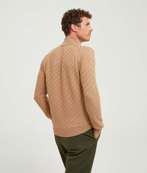 Pattern Stitch Roll Neck in Cashwool