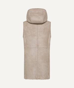 Shearling Sleeveless Coat in Suede